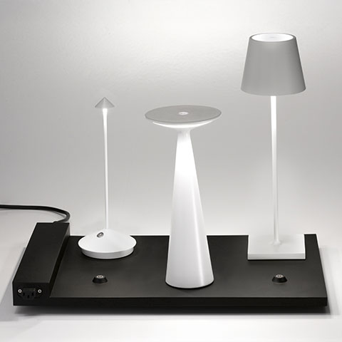 Zafferano Tischleuchten für die Gastronomie bei lampenonline.de – professionelle LED-Leuchten mit wasserfestem Design, langer Akkulaufzeit und praktischen Multi-Ladeplatten für Restaurants, Bars und Events.