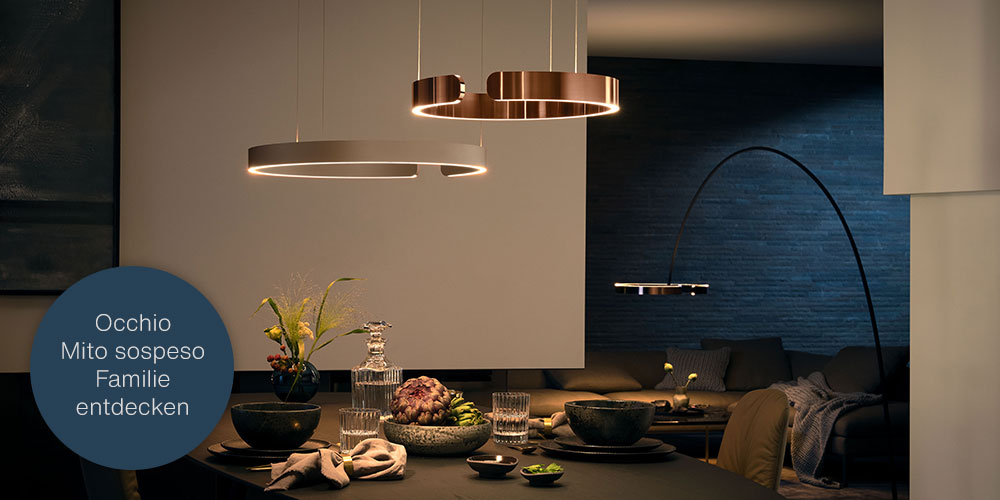 Occhio Mito – Ikonische Leuchtenserie mit innovativer Gestensteuerung und klarem, geometrischem Design für vielseitige Lichtinszenierungen.