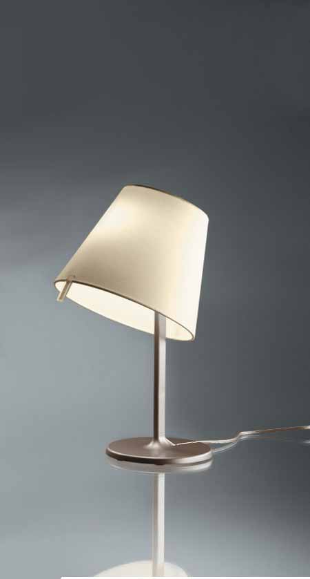 Artemide Bronze Melampo Notte Tavolo Nachttischleuchte -Metallic - Schirm Ecrú