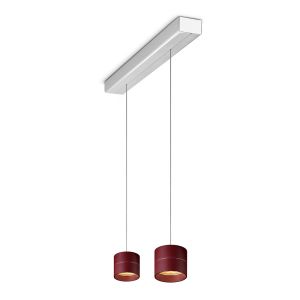 Oligo Tudor S LED-Pendelleuchte 2-flammig mit unsichtbarer Höhenverstellung Rot matt-Aluminium gebürstet-mit LED (2700K) +++ Abverkauf +++ bei lampenonline.de
