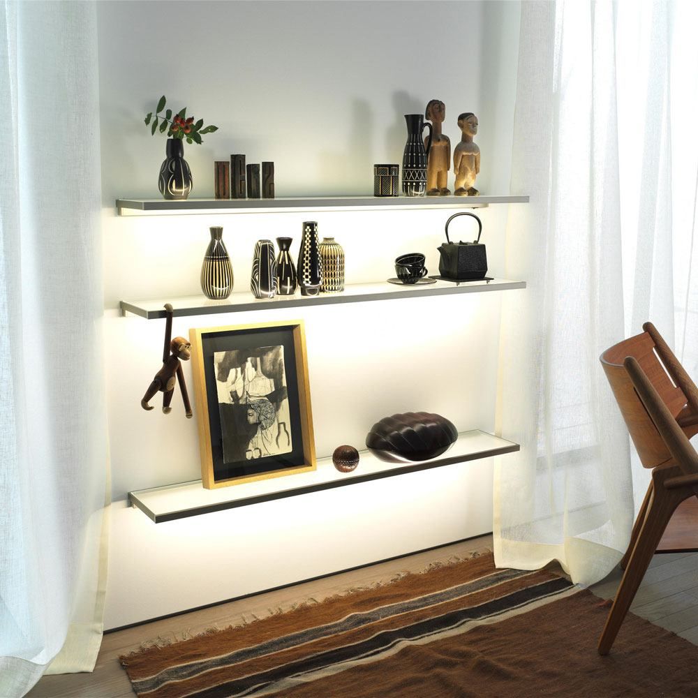 GERA Leuchten Glasablage 1200 LED-Wandregal