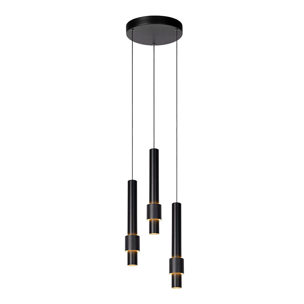 Lucide Schwarz Margary Led-Pendelleuchte 3-Flammig Rund