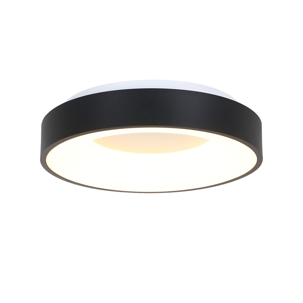Steinhauer Schwarz Ringlede Ø 38Cm Led-Wand- Und Deckenleuchte-Mit Led (2700K)