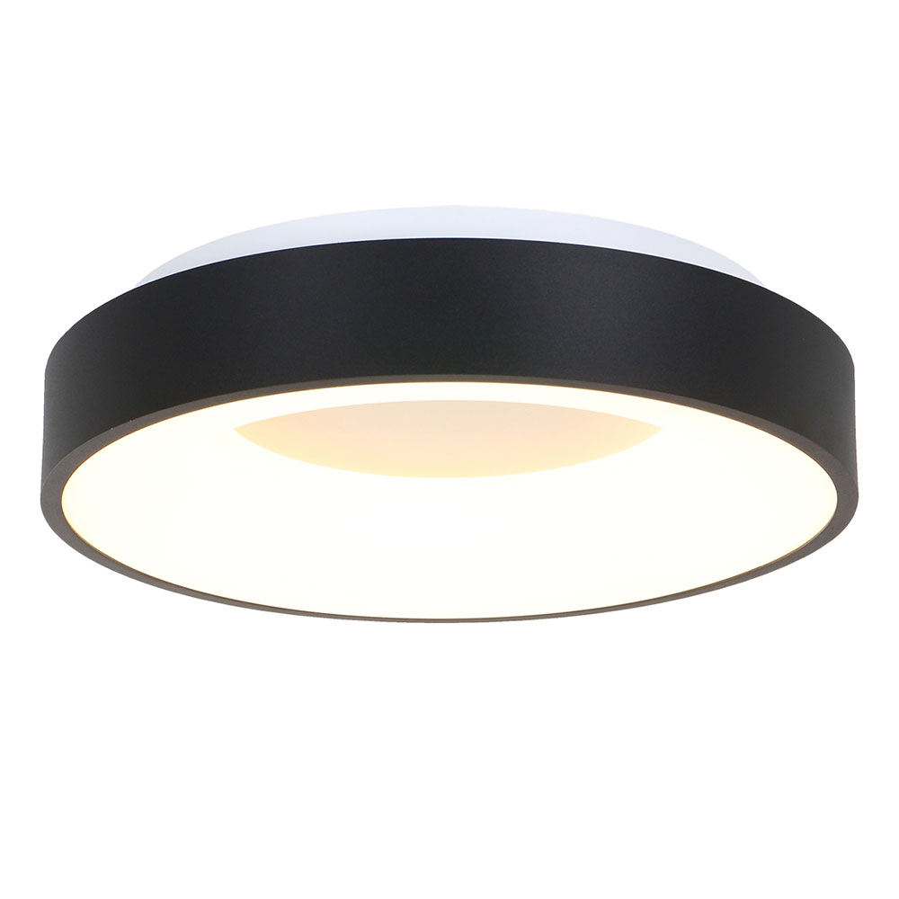 Steinhauer Schwarz Ringlede Ø 48 Cm Led-Wand- Und Deckenleuchte-Mit Led (2700K)